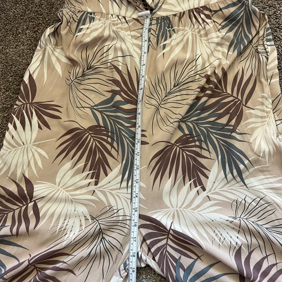 Final Touch Palm Print Jumpsuit Wide Leg‎ Spaghetti Strap Tan Size L - Picture 4 of 12